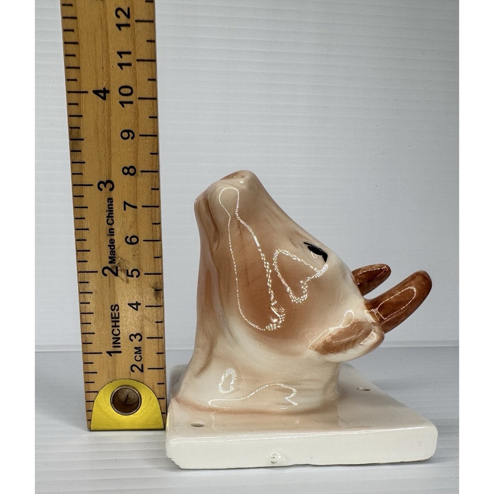 Vintage Ceramic Cow Bull Head Wall Hook Towel Apron Hanger Farmhouse Decor - Picture 8 of 12